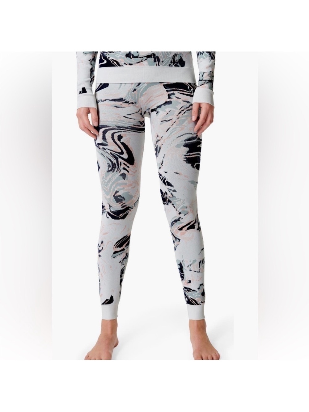 Sweaty Betty Base Layer Leggings in Blue Glacier Jacquard Size Small (6) NWT - Picture 2 of 8